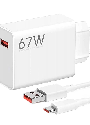 Зарядное устройство для xiaomi 67w hypercharge combo (type-a) + кабель usb-c (bhr9465eu)