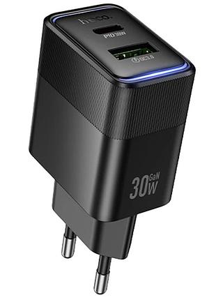 Сетевое зарядное устройство hoco cs112a 30w с быстрой зарядкой usb-a usb-c черное