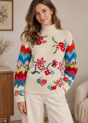 Jcs hand knit, теплий , шерстяний,вінтажний светр ручної роботи