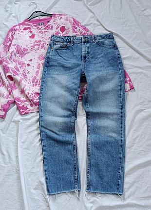 Прямые укороченные джинсы мом topshop