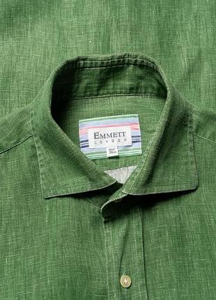 Emmett london 100% linen button up shirt green [smh017450]