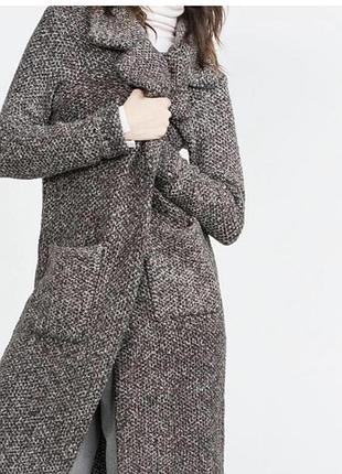 Пальто жіноче zara в'язане сіре