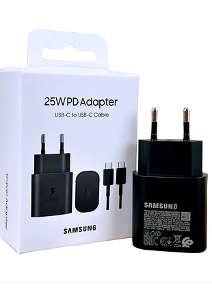Быстрая зарядка samsung 25w блок + кабель 3а type c - type c, (ep-ta800) для galaxy 25w чорный