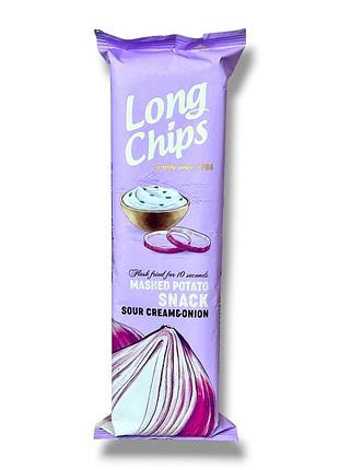 Картопляні чипси long chips sour cream & onion 75 г (пластинки зі смаком сметани та цибулі)