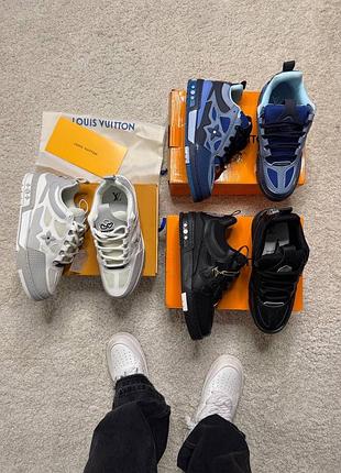 Кросівки чоловічі louis vuitton skate сірі, сині, чорні