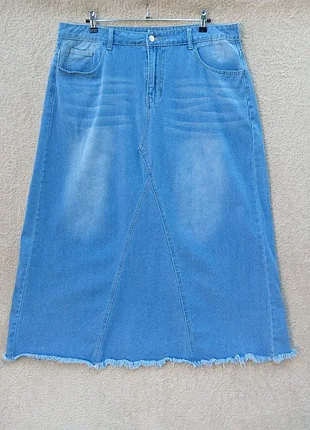 Джинсовая юбка с карманами,2xl💙💙💙