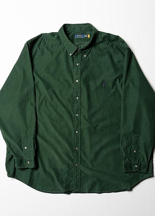 Polo ralph lauren corduroy embroidered-logo cotton button up shirt green [smh017454]