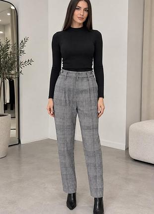 Брюки жіночі h&m сірі брюки в клітинку 38