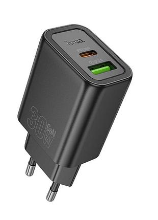 Сзу hoco n63 gentle pd30w+qc3.0 (1usb-a/1c) black