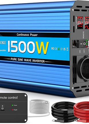 Инвертор jarxioke power inverter 1500 вт f-p-1500 преобразователь постоянного тока с проводным пультом