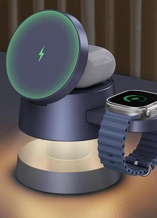 Бездротова зарядна станція 3 в 1 для apple пристроїв ivanky magnetic wireless charger магнітна зарядка для годинника/навушників