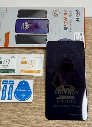 Захисне скло антишпигун на iphone xs max приватне затемнене privacy tempered mietubl