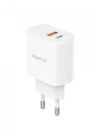 Зарядное устройство havit ucp019 20w usb-a+usb-c white