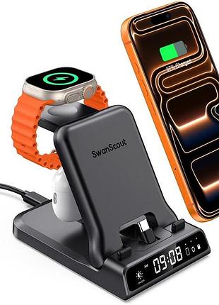 Станція зарядки swanscout 701ac 25w usb-c 3в1 для iphone, apple watch, airpods