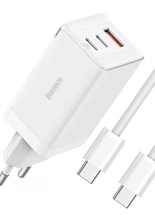 Мзп baseus gan5 pro 65w 2type-c+usb 100w eu (ccgp12020) white