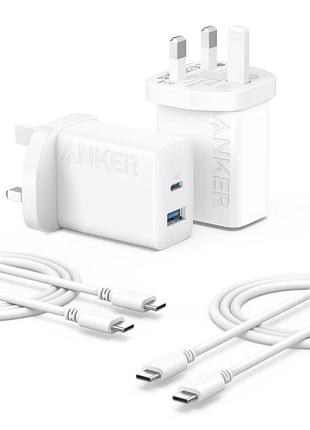 Комплект из 2 зарядных устройств anker usb c с двумя портами usb
