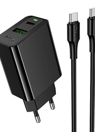 Сетевое зарядное устройство hoco cs95a 30w быстрая зарядка qc pd 2 порта usb-a type-c черное