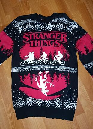 Светр унісекс netflix stranger things чорний з червоним принтом