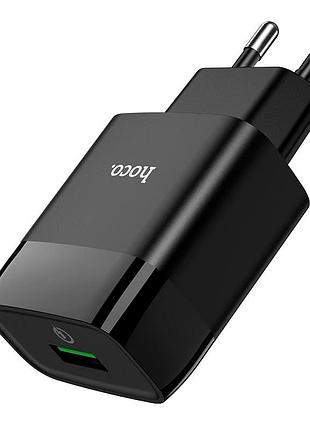 Сетевое зарядное устройство hoco c72q 18w qc3.0 для смартфонов и планшетов с одним usb портом 2a черное