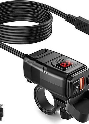 Мотоциклетний зарядний пристрій для телефона motorcycle usb charger зарядний пристрій usb type c 6.4a