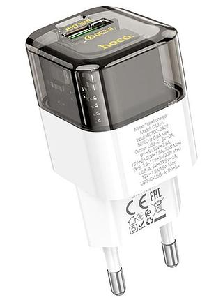 Зарядное устройство hoco c131a 30w pd qc3.0 для смартфонов и планшетов с двумя выходами type-c и usb-a черное