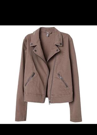 Жіноча коричнева куртка-косуха з змійками на рукавах і кишенях. h&m, l, бавовна, без підкладки