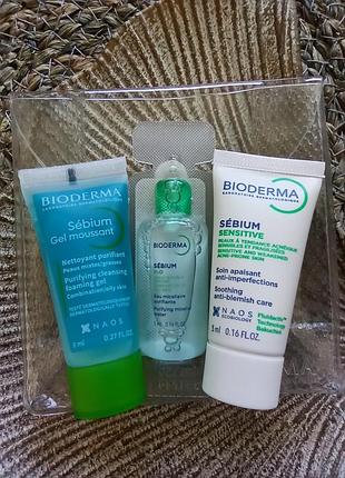 💚🩵набор миниатюр bioderma sebiom по уходу за комбинированной, жирной и проблемной кожей, склонной к акне