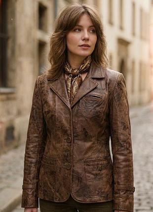 Вінтажний шкіряний піджак akçe leather (натуральна шкіра), розмір s