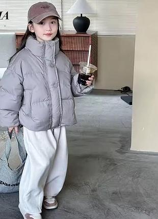 Куртка деми сіра на дівчинку єврозима подовжена осіння тепла дитяча