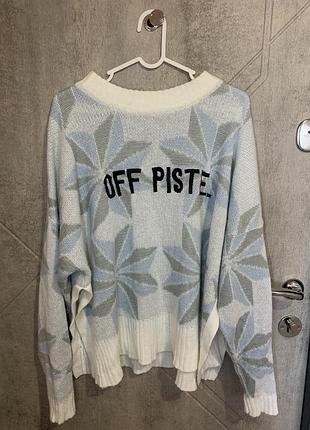 Вʼязаний светр оверсайз з принтом «off piste»🩵