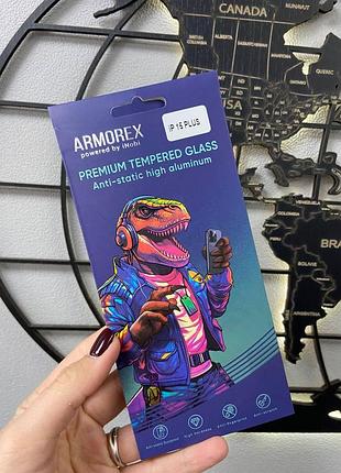 Защитное стекло armorex se 5d hi-alumin antistatic для iphone 16 plus, прочное стекло для айфон 16 плюс
