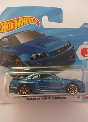 Колекційна моделька для хлопчика hot wheels nissan skyline gt-r (bnr34) синій