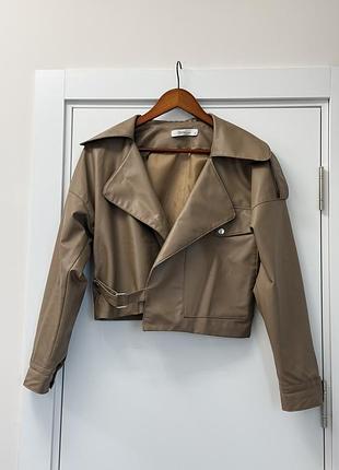 Куртка-косуха croppy line з екошкіри | m | taupe