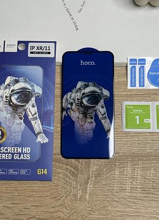 Захисне скло на iphone xr, прозоре з рамкою hoco hd tempered 3d
