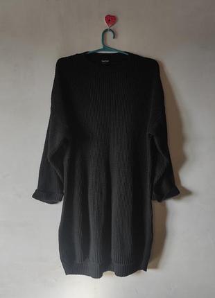 Теплый черный удлиненный свитер boohoo oversize (uk 16 / xl-2xl) / туника