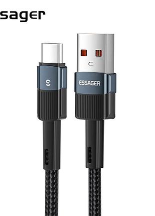 Зарядний кабель fast charge essager 6a type-c 1 метр