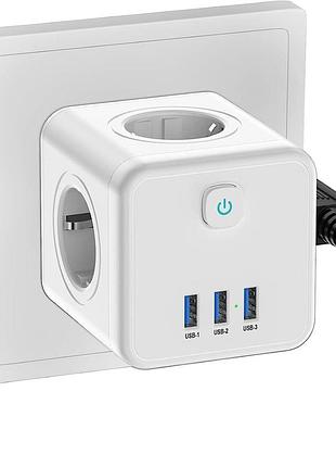 Сетевой адаптер куб 7 в 1 cube usb power strip st-cb4a3u многофункциональный куб c 4 розетками и 3 usb портами