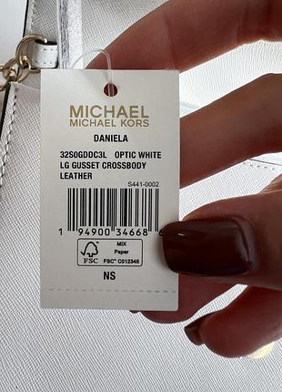 Біла сумка крос-боді michael kors daniela large saffiano leather crossbody bag 7