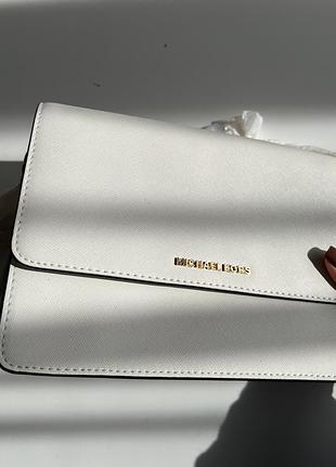 Біла сумка крос-боді michael kors daniela large saffiano leather crossbody bag 4