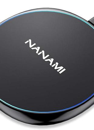 Бездротовий зарядний пристрій nanami u6 fast wireless charger (qi, 15w max, ультратонкий кругла док-станція (уцінка)