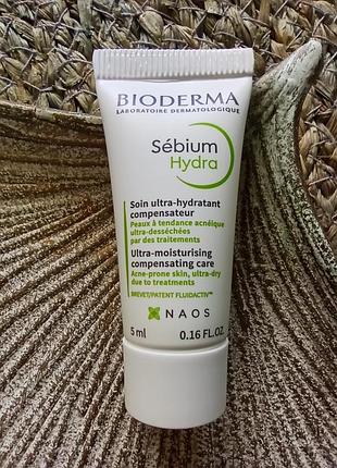 🍀миниатюра bioderma sebium hydra увлажняющий успокаивающий крем для жирной и комбинированной кожи при дерматологическом лечении акне