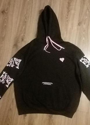 Худи подростковая девчайка оверсайз черная утепленная boohoo man, р. xs/s