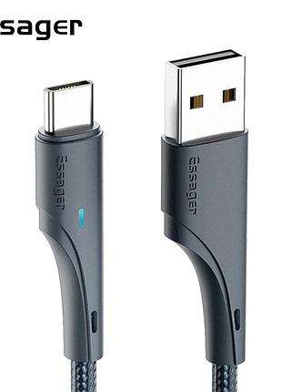 Зарядний кабель rousseau черний essager fact charge type-c 1метр 3a