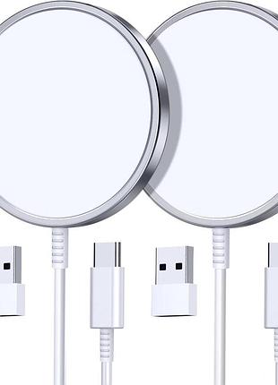 Комплект магнитных беспроводных зарядок oandys c18 magsafe 15w type-c/usb (2 шт. в упаковке) для iphone 12/13/14/15/16