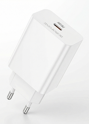 Мережевий зарядний пристрій borofone ba21a pro, 20w, pd, usb-c, білий