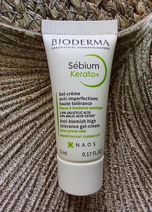🌿миниатюра bioderma sebium kerato+ gel-cream гель крем для проблемной кожи против угрей, акне, постакне и рубцов от прыщей