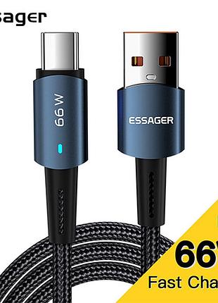 Зарядний кабель essager sunset 6a pd66w type-c 1 метр