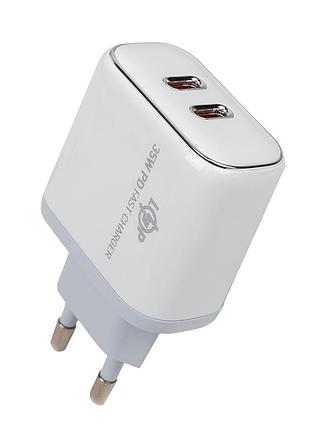 Зарядка для телефона lp 35w (type-c + type-c) pd + кабель (type c to lightning) 35wch