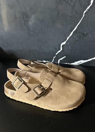 Сабо жіночі birkenstock tokio бежеві, розмір 37/38, матеріал замша