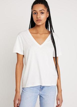 Белая футболка с v вырезом zara zara